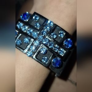 SUEDE bracelet with cross  Swarovski  crystals